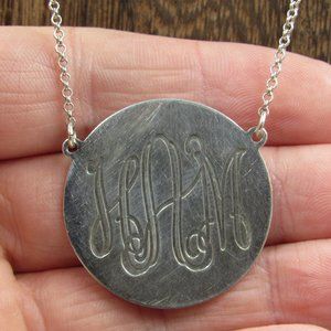 Vintage Sterling Engraved A Initial + H.A.M. Pendant Only without necklace.